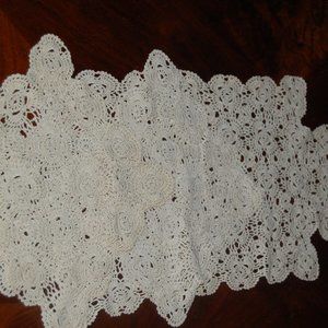3 Vintage Ecru Tone Doilies  2 10" Square & 1 18"x 6"   No Stains-No Tears